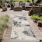 World Rug Gallery Palm Floral Leaves Indoor/Outdoor Runner Rug 2' x 7' Runner Gray 5553GRAY2X7 - alternate 1